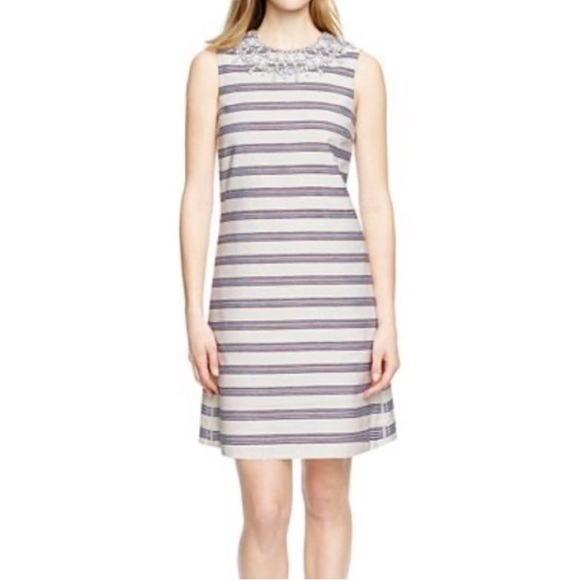 Tory Burch Kaylin embroidered embellished beaded collar shift dress size 12